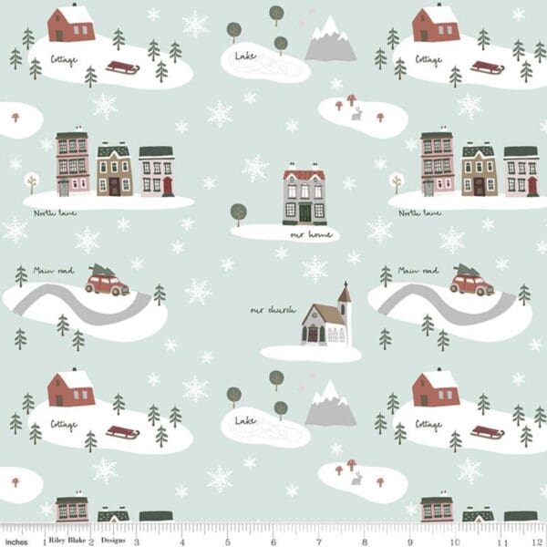 Warm Wishes C10780 Sky Snow Scene Houses Christmas