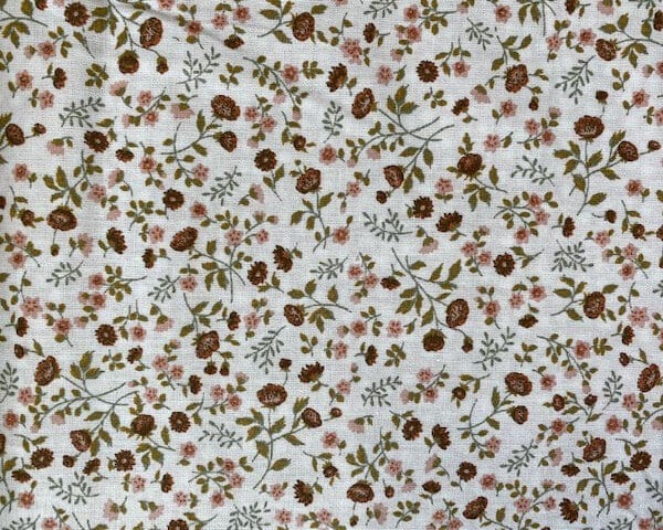 Cot Quilt Backing Olive Peach Ditsy Floral