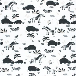 Cot Quilt Backing Hippos Safari