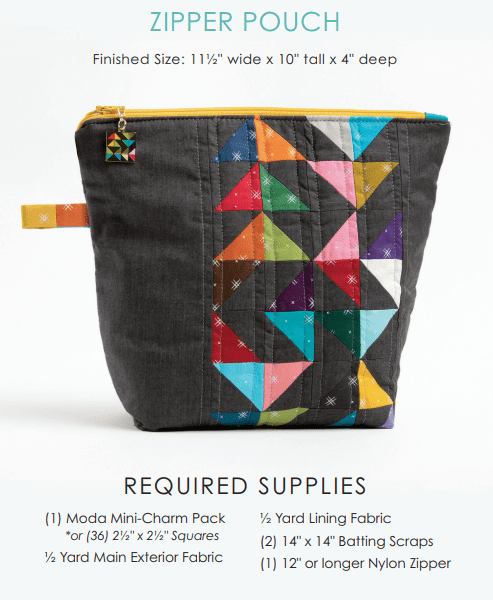 Colors of Moda Zipper Pouch Free Pattern
