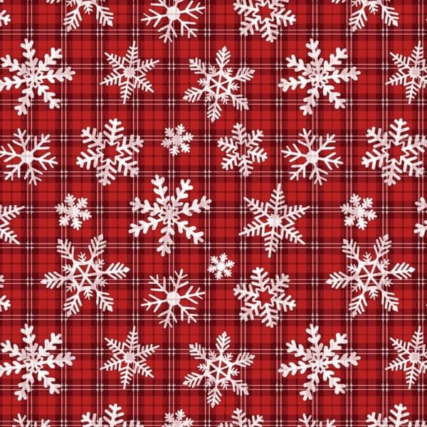Snowflakes on Plaid Red CD1466