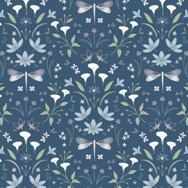 Water Garden CC36.3 Graceful Reflections Navy Blue